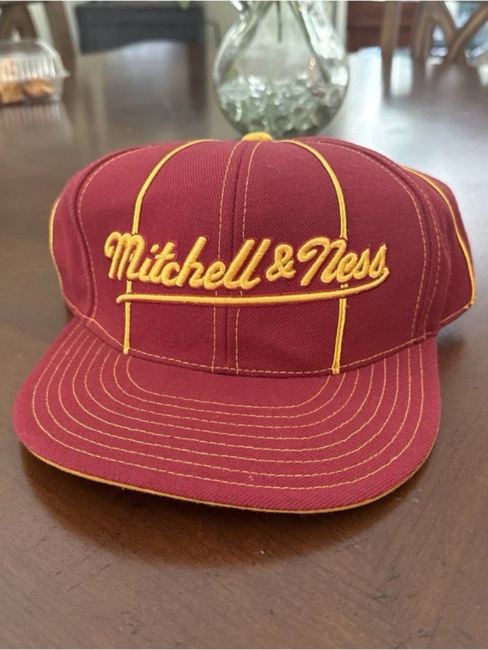 Mitchell & Ness Professional Model Fitted Hat Size 8 Burgundy Gold